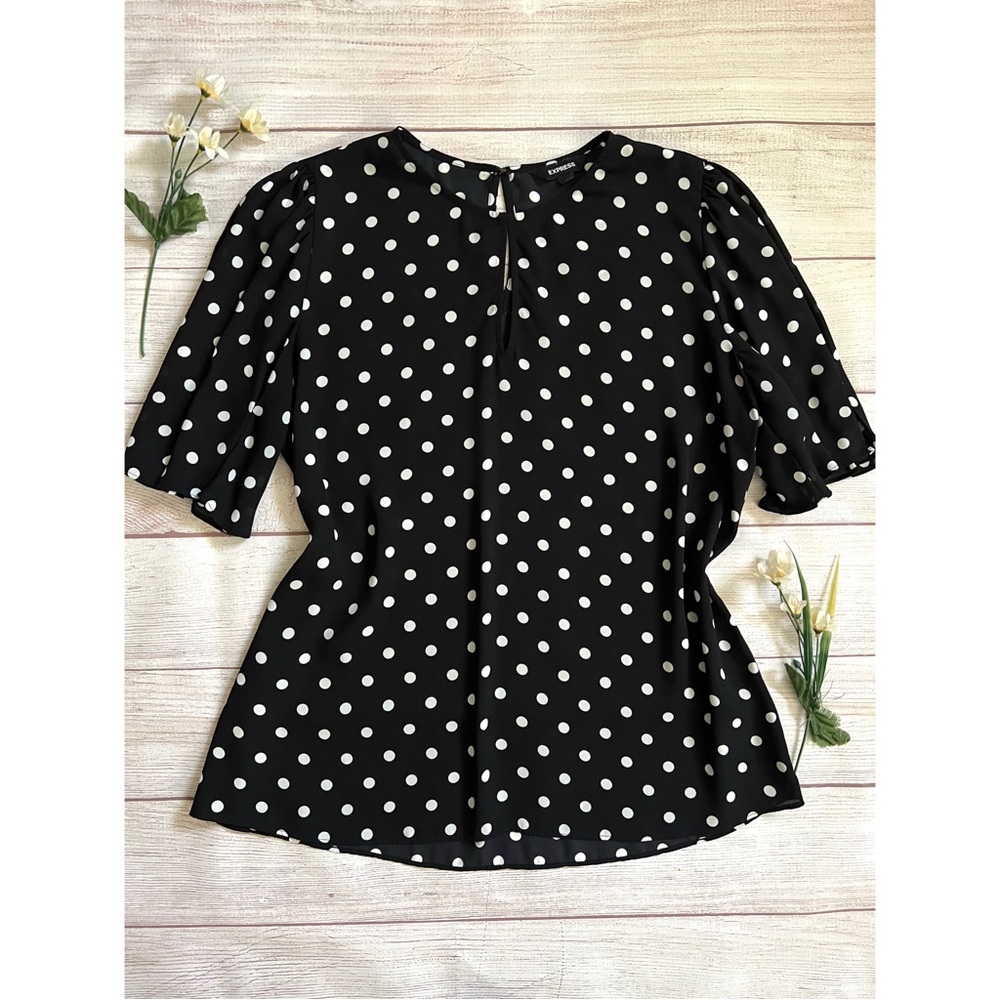 EXPRESS Black Polka Dot Top
